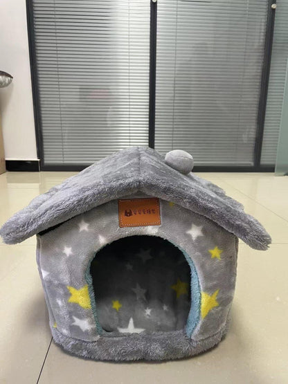 Foldable Dog House Pet Cat Bed Winter Dog Villa Sleep Kennel Removable Nest Warm Enclosed Cave Sofa Pets Supplies - Pampered Pets