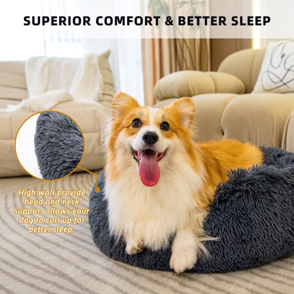 Pet Beds for Cats Dog Bed Washable Anti Anxiety Fluffy Dog Bed | Pampered Pets