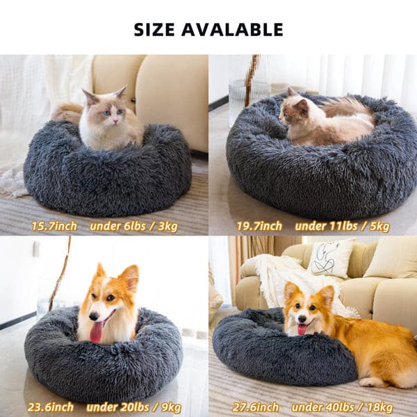 Pet Beds for Cats Dog Bed Washable Anti Anxiety Fluffy Dog Bed | Pampered Pets