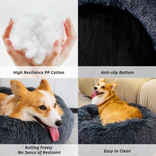 Pet Beds for Cats Dog Bed Washable Anti Anxiety Fluffy Dog Bed - Pampered Pets