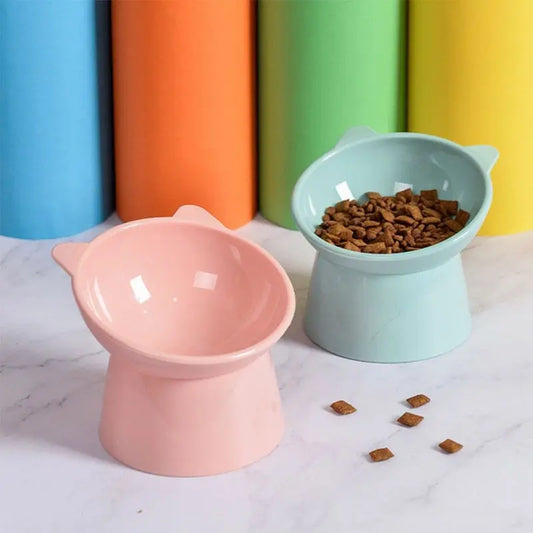 45°Neck Protector Cat Bowl High Foot Dog Bowl Cat Food Water Bowl PP Material Anti-overturning Binaural Pet Feeding Feeder Bowl | Pampered Pets