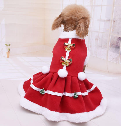 Fashion Pet Clothes Christmas Skirt Christmas Fleece Thickening - Pampered Pets