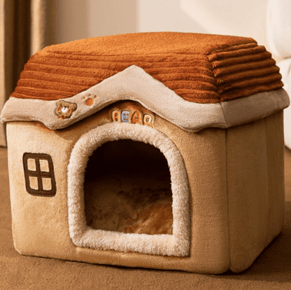 Foldable Dog House Pet Cat Bed Winter Dog Villa Sleep Kennel Removable Nest Warm Enclosed Cave Sofa Pets Supplies - Pampered Pets