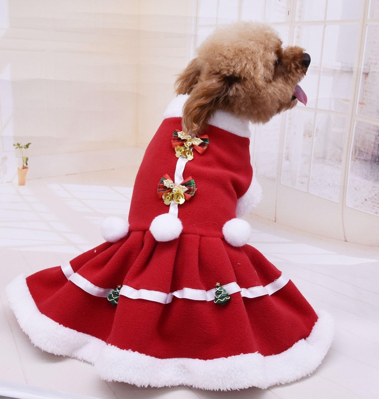 Fashion Pet Clothes Christmas Skirt Christmas Fleece Thickening - Pampered Pets