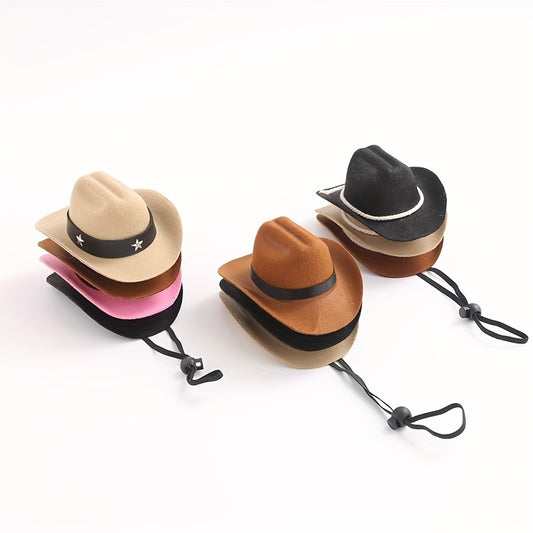 Charming Mini Cowboy Hat For Pets - Perfect For Small Dogs & Cats, Machine Washable, Ideal For Parties & Holidays