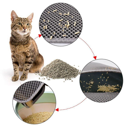 Kitty Cat Litter Mat Trapping Honeycomb Double Layer Design Waterproof Double Layer EVA Cat Litter Pad Waterproof Non-slip Sand Basin Filter Kitten Dog Washable Mattress - Pampered Pets