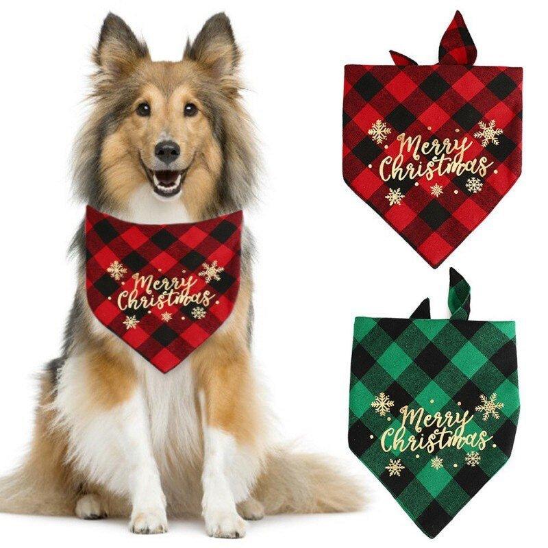 Dog Bandanas Pet Scarf Christmas Pet Triangle Bibs for Dogs Washable Bow Tie Collar Cat Dog Kerchief Small Large Dog Accessories - Pampered Pets