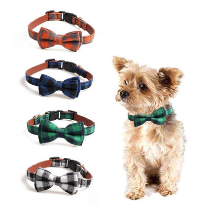 Plaid Bowknot Pet Necklace - Pampered Pets