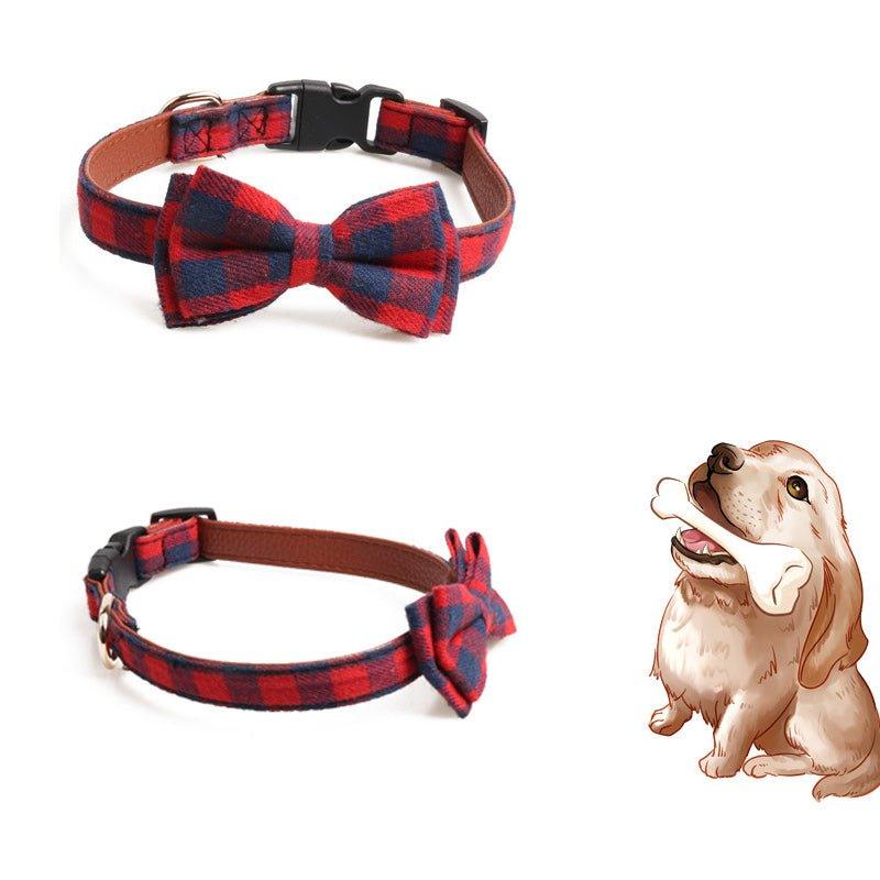 Plaid Bowknot Pet Necklace - Pampered Pets