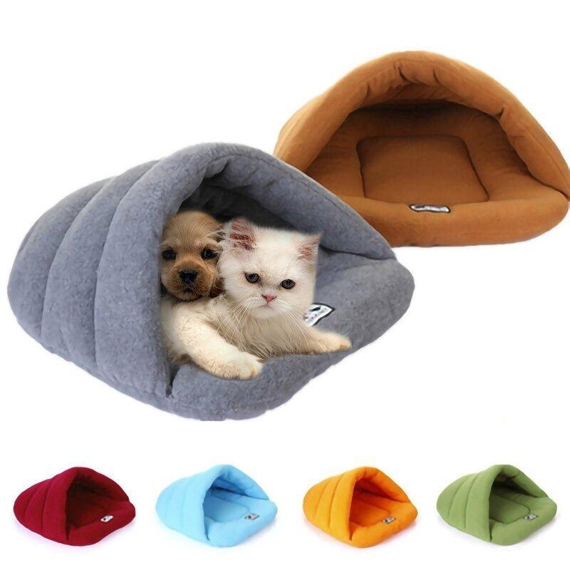 Warm Dog Bed Cave Portable Puppy Kennel Washable Soft Pet Mat Indoor Cat House for Small Medium Dogs Sleeping Bag Pet Supplies - Pampered Pets