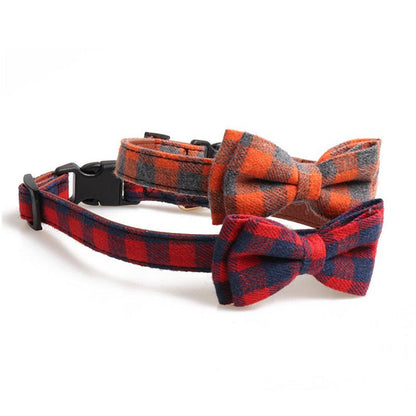 Plaid Bowknot Pet Necklace - Pampered Pets