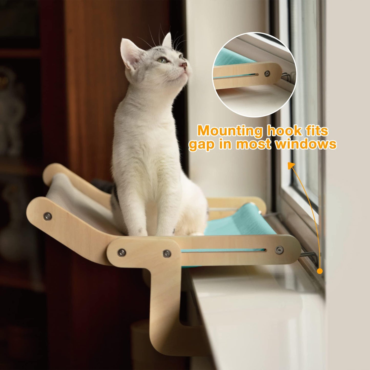 Mewoofun Sturdy Cat Window Perch Wooden Assembly Hanging Bed Cotton Canvas Easy Washable Multi-Ply Plywood Hot Selling Hammock - Pampered Pets