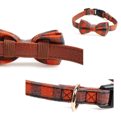 Plaid Bowknot Pet Necklace - Pampered Pets