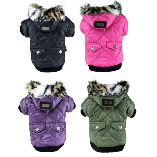 Winter Dog Clothes Warm Thicken Coat Jacket for Puppy Pet Fur Hoodie for Small Medium Dogs Chihuahua French Bulldog Clothing - Pampered Pets