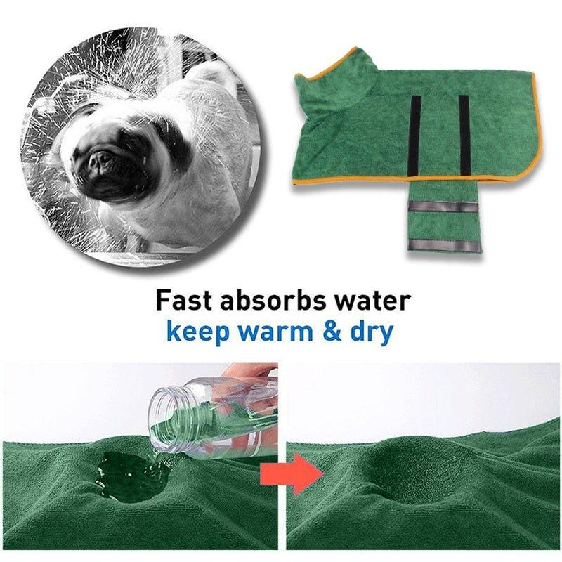 Microfiber Absorbent Pet Drying Coat - Pampered Pets