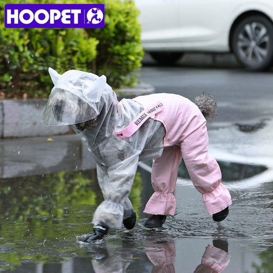 HOOPET Pet Dog Raincoat Clothes Waterproof Rain Jumpsuit For Small Dogs Outdoor Pet Clothing Coat Pet Supplies - Pampered Pets
