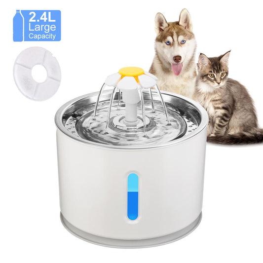 Pets Water Dispenser Large Spring Drinking Bowl With Led - Pampered Pets