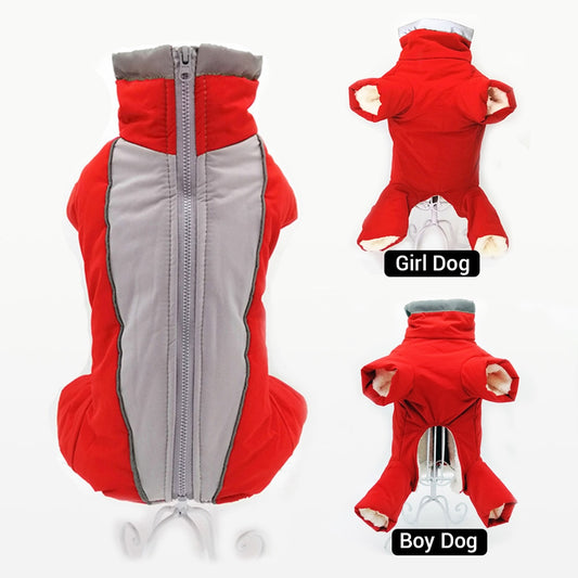 Winter Overalls for Dogs Warm Waterproof Pet Jumpsuit Trousers Male/ Female Dog Reflective Small Dog Clothes Puppy Down Jacket - Pampered Pets