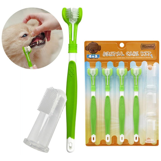 Pet Toothbrush Kit With Soft Dog Finger Toothbrush Pet Multi-angle Cleaning Tooth Dog Cat Dental Care ToothBrushes Set for Pets | Pampered Pets