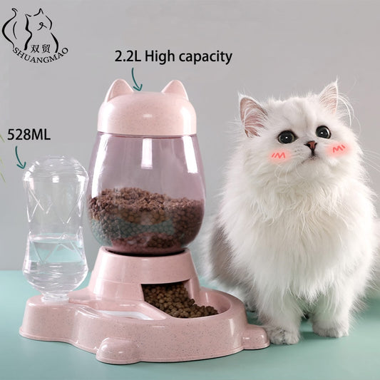 SHUANGMAO Pet Cat Bowl 2.2L Food Bowls Dog for Cats Automatic Drinking 528ml Puppy Feeder Fountain Large Capacity Waterer Kitten - Pampered Pets