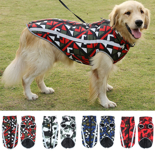 S-6XL Warm Winter Chest Harness for Dogs Fashion Windproof Reflective Srip Harnesses Vest Irregular Geometry Pets Chests Clothes | Pampered Pets
