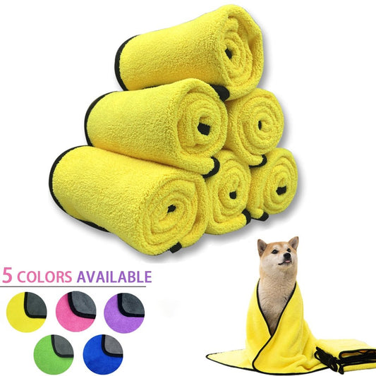 Quick-drying Dog and Cat Towels Soft Fiber Towels Absorbent Bath Towel Pet Bathrobe Convenient Cleaning Towel Dog Accessories - Pampered Pets