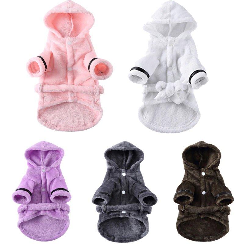 Pet Dog Towel Pajama with Hood Thickened Luxury Soft Cotton Hooded Bathrobe Quick Drying and Super Absorbent Dog Bath Towel - Pampered Pets