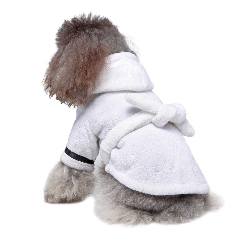 Pet Dog Towel Pajama with Hood Thickened Luxury Soft Cotton Hooded Bathrobe Quick Drying and Super Absorbent Dog Bath Towel - Pampered Pets