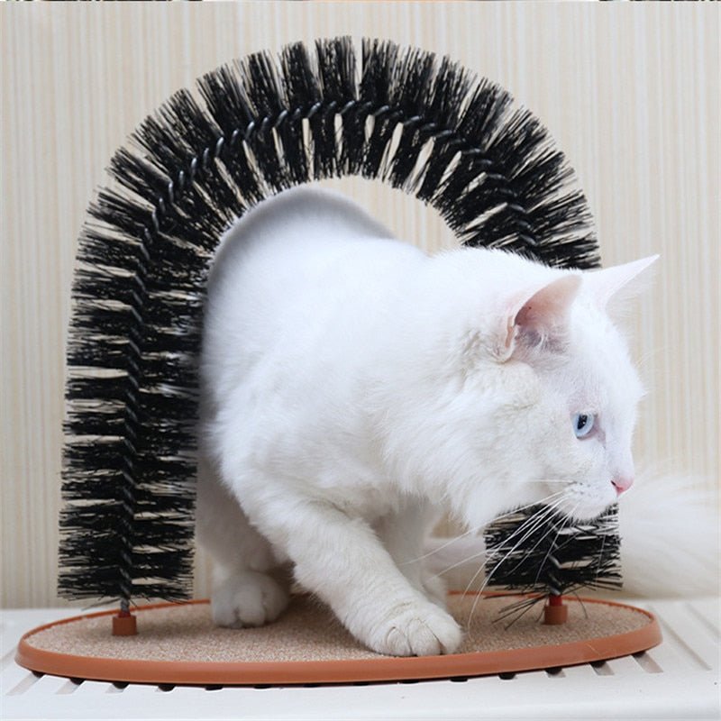Comfortable Arch Cats Massager Pet Cat Itching Grooming Supplies Round Fleece Base Kitten Toy Scratching Device Brush for Pets - Pampered Pets