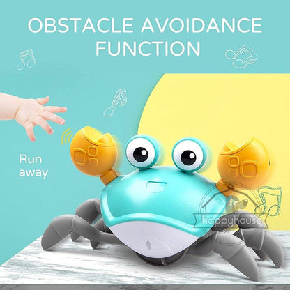 Crawling Crab Baby Toys with Music LED Light Up Musical Toys for Toddler Automatically Avoid Obstacles Interactive Toys for Kids - Pampered Pets