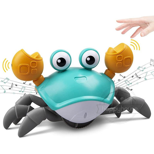 Crawling Crab Baby Toys with Music LED Light Up Musical Toys for Toddler Automatically Avoid Obstacles Interactive Toys for Kids - Pampered Pets