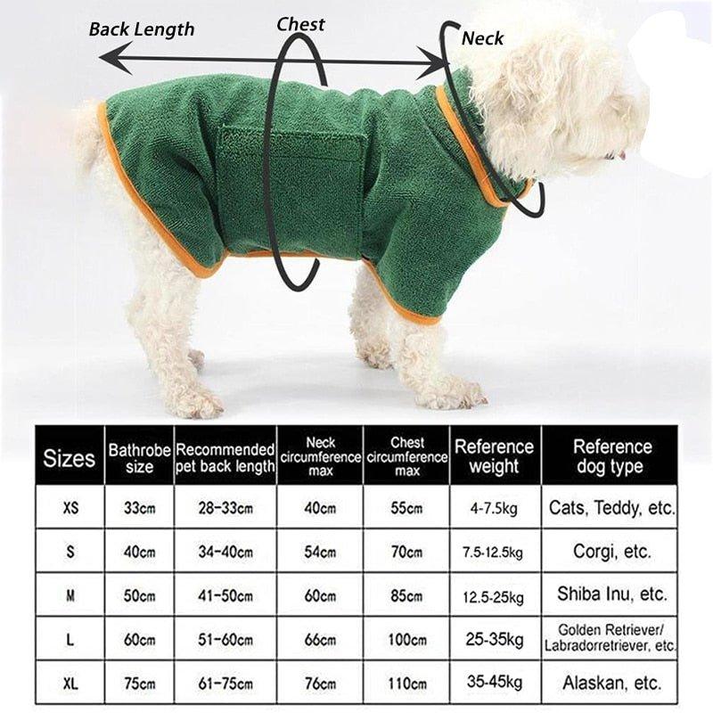 Microfiber Absorbent Pet Drying Coat - Pampered Pets